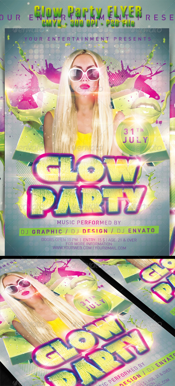 Glow Party Flyer By Hdesign85 