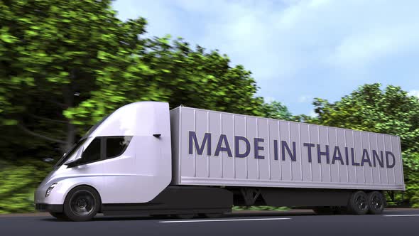 Modern Trailer Truck with MADE IN THAILAND Text on the Side alt