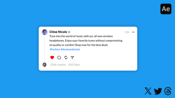 X Twitter Threads Post UI Mockup Elements template preview