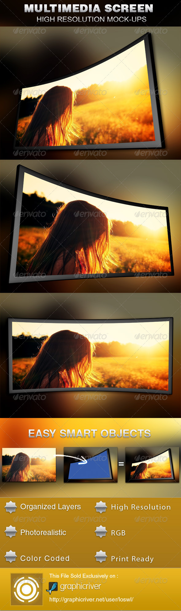 Multimedia Screen Mockup Template by loswl GraphicRiver