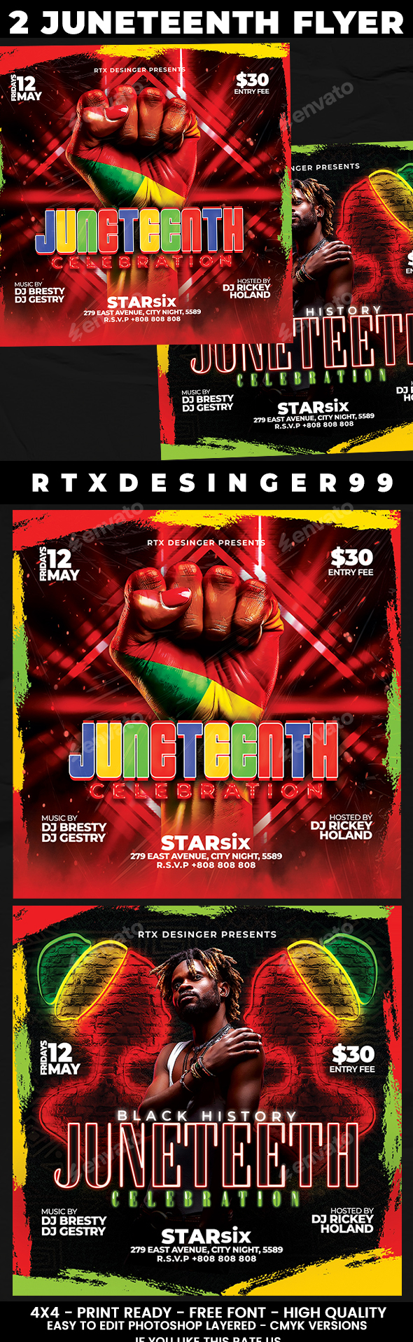 Juneteenth Celebration Flyer Bundle