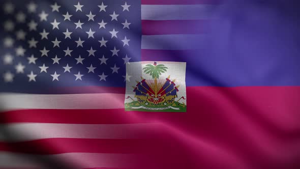 USA Haiti Flag Loop Background 4K