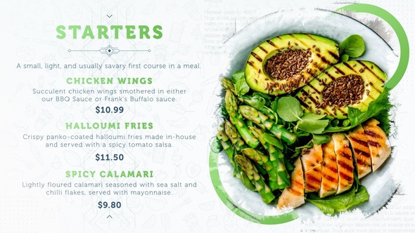 Restaurant Food Menu Slides Video Displays template preview