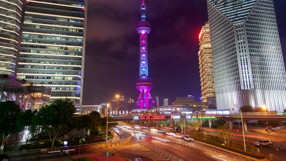 Pudong Area Tower By Shanghai Buildings in China Timelapse alt