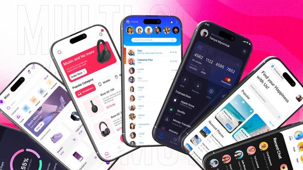 Multi-Screen 4k Mobile App Promo | Modern UI Presentation Pack Product Promo template preview