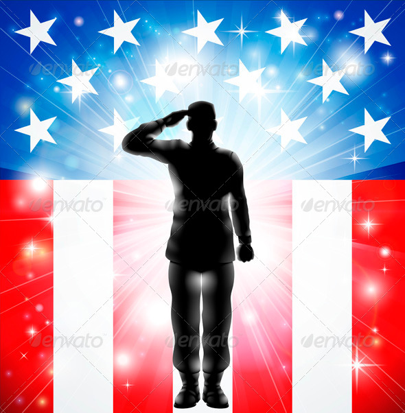 US Flag Military Armed Forces Soldier Silhouette