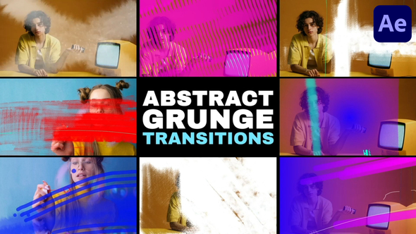 Abstract Grunge Glitch Seamless Transitions | After Effects Elements template preview