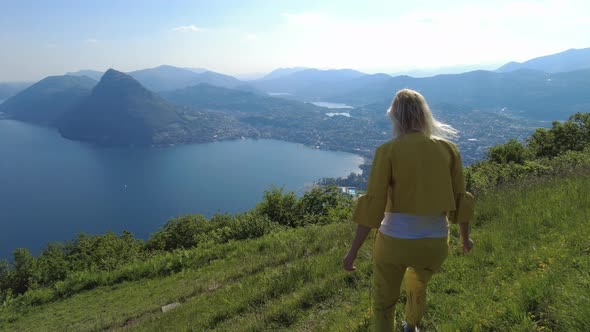 Woman in Lugano Monte Bre Mount alt