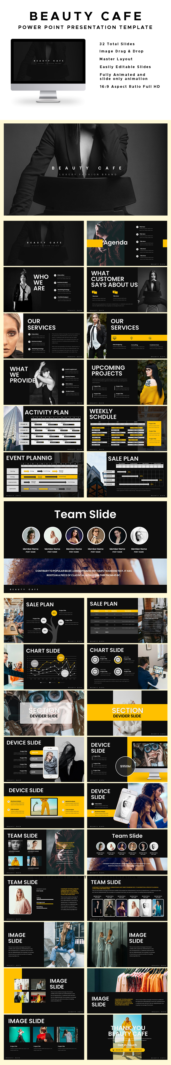 Beauty Cafe Power Point Presentation Template