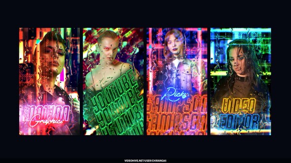 Neon Futuristic Stories broadcast-packages template preview