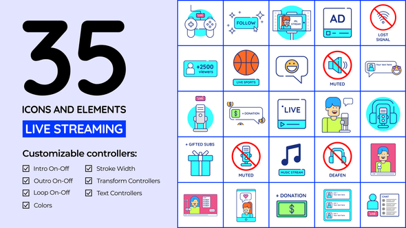 Live Streaming Icons and Elements Elements template preview
