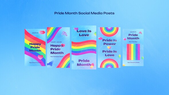 Pride Month Social Media Posts Video Displays template preview