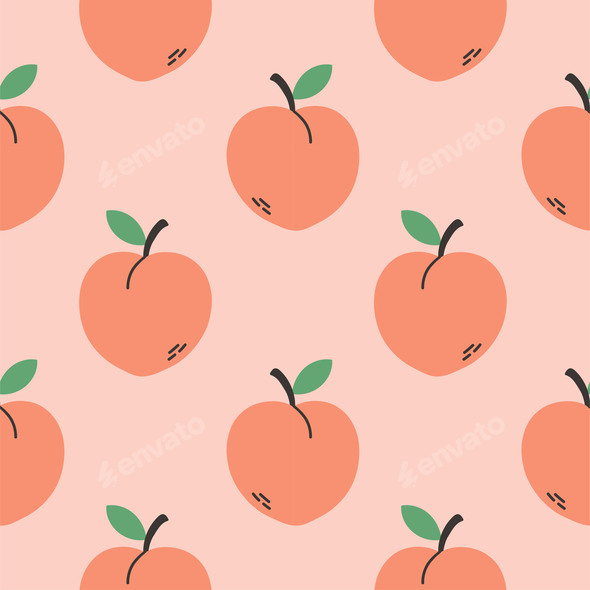 Peach Summer Pattern on Pink Background