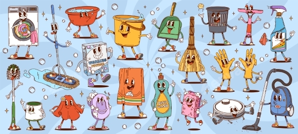 Groovy Cleaning Washing and Household Characters