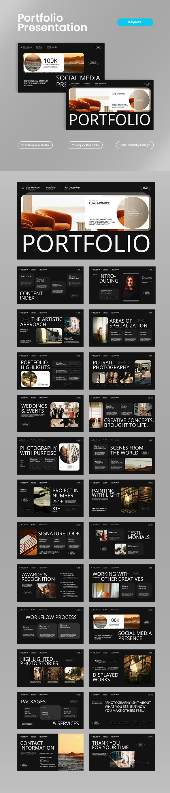 White Black Minimalist Modern Photographer Portfolio Presentation