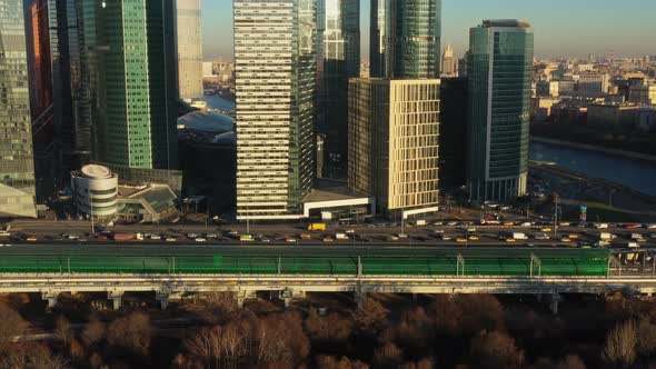 Mirror Business Center Moscow City on a Bright Sunny Day in Autumn