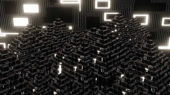 4K 3D animation. Abstract futuristic geometric shapes background