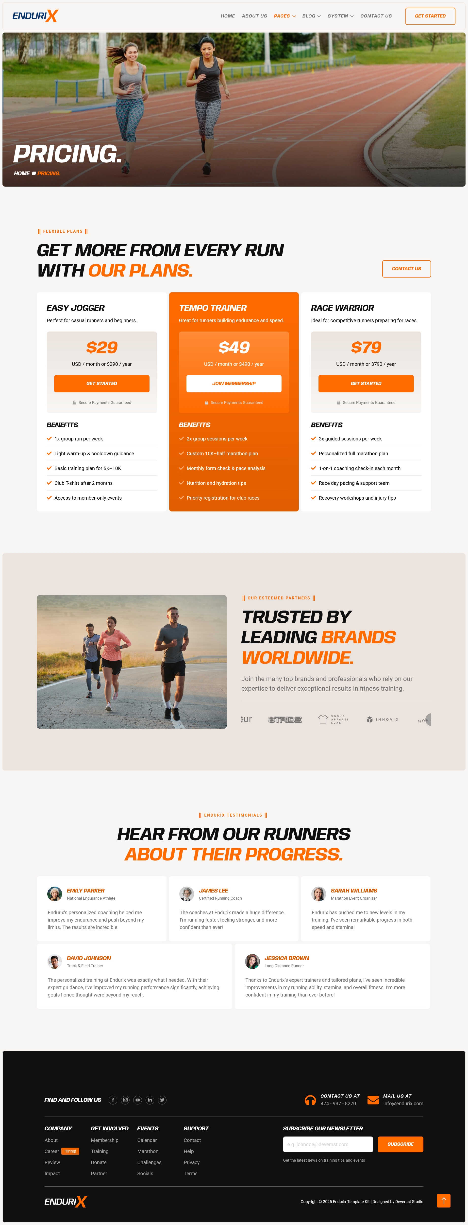 Endurix Marathon Running Club Sports Elementor Template Kit by