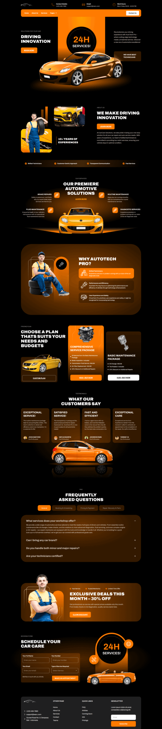 Car Maintenance Menu Header Waru - Car Repair & Auto Service Elementor Template Kit by sigitdwipa