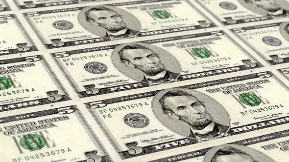 Five US Dollar Bill United States Infinite Loop 4K Resolution alt