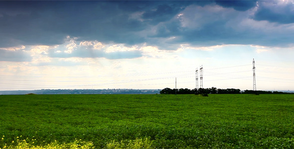 Green Field And Cloudy Sky 1
