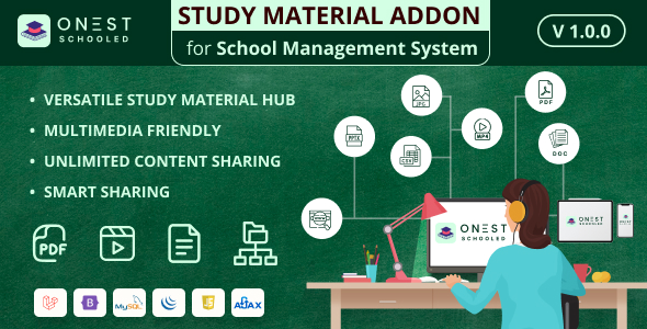 Onest Schooled-Study Material Addon For School Management System