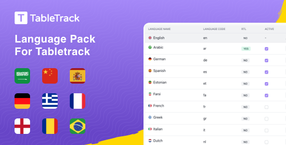 Language Pack Module for Tabletrack