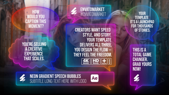 Neon Gradient Speech Bubbles Titles template preview