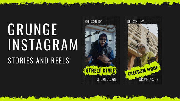 Grunge Instagram Stories and Reels Openers template preview
