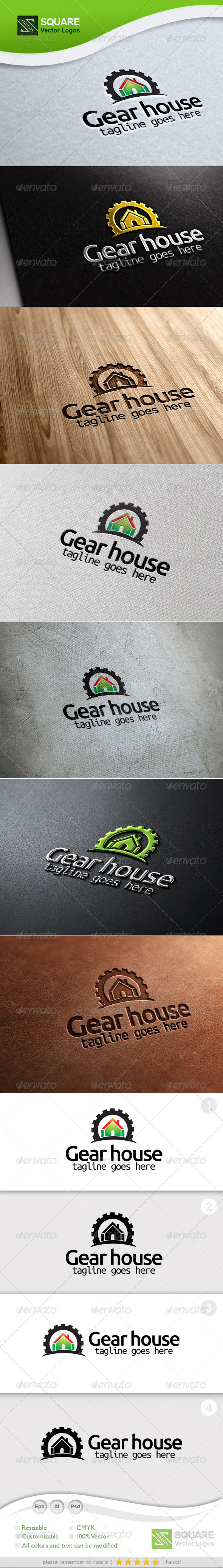 Gear, House Vector Logo Template - Symbols Logo Templates