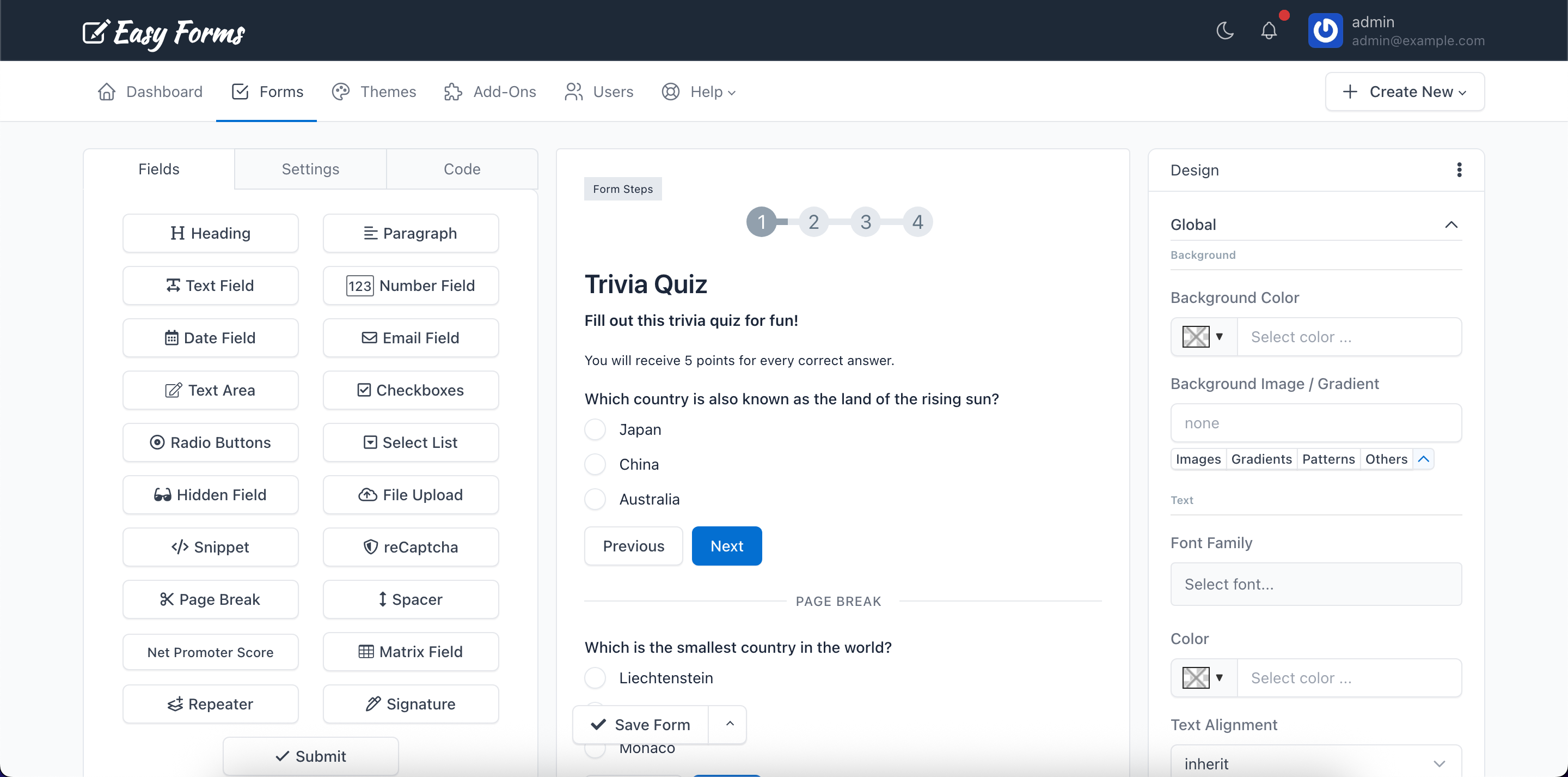 Easy Forms: Advanced Form Builder and Manager by baluart | CodeCanyon