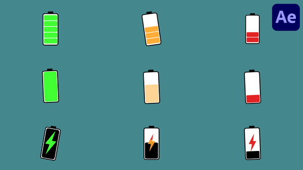 Battery Levels And Charging Icons | After Effects Elements template preview