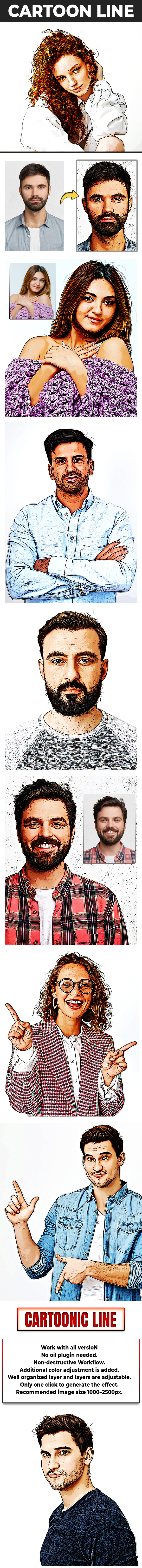 Cartoonic Line Art Effect - Photoshop Action