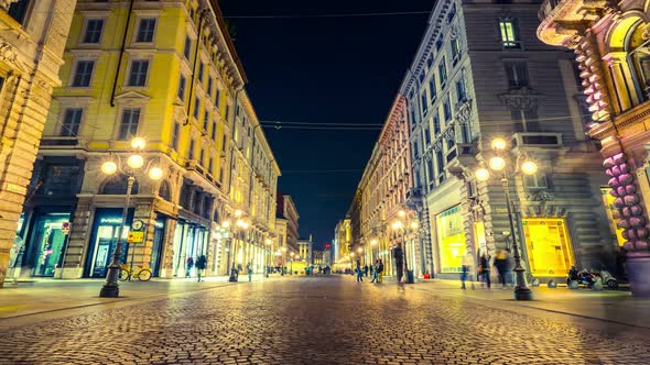 Time lapse People in Milan Street of via Dante alt