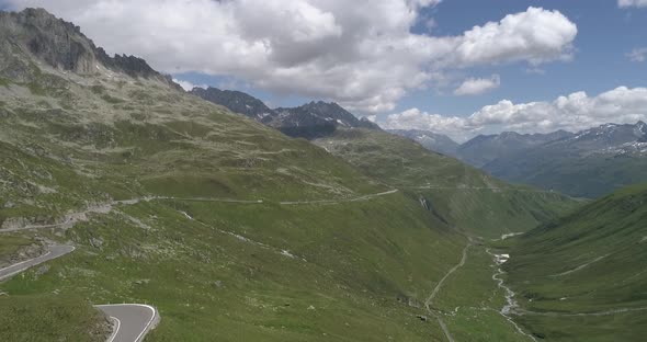 Flight over Furka Pass, Wallis, Switzerland alt