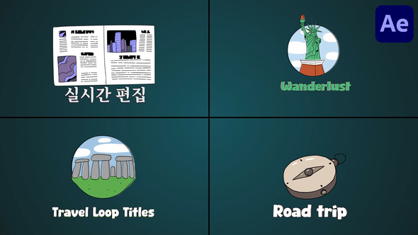 Travel Loop Titles And Icons for After Effects Elements template preview