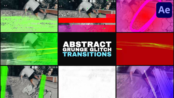 Abstract Grunge Glitch Seamless Transitions | After Effects Elements template preview