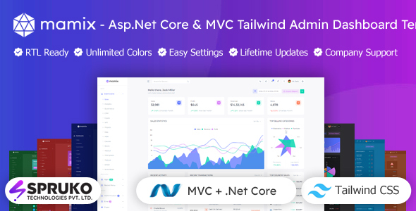 Mamix – Asp.Net Core & MVC Tailwind Admin Dashboard Template