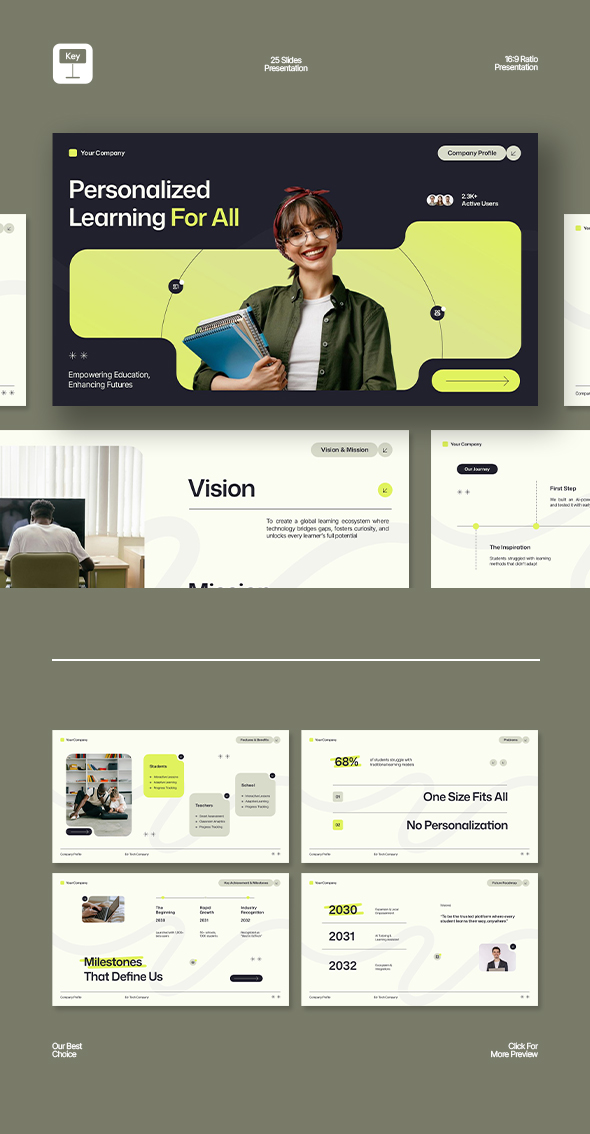 Purple Green Modern Ed-Tech Company Profile Keynote