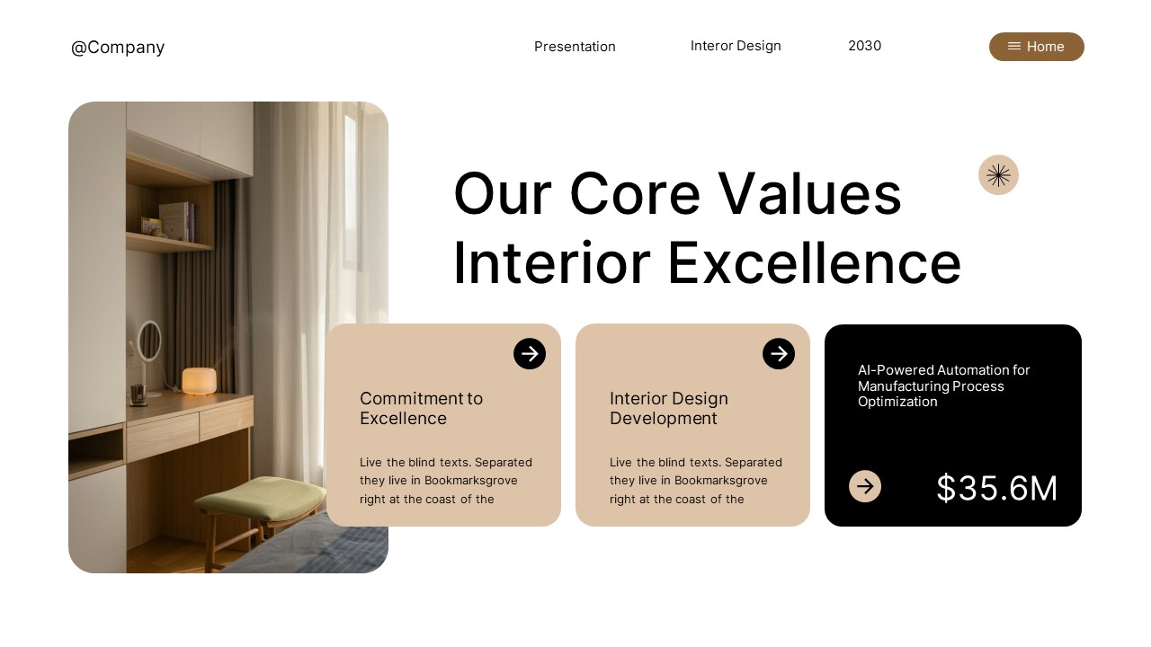 Black Brown Modern Interior Design PowerPoint, Presentation Templates