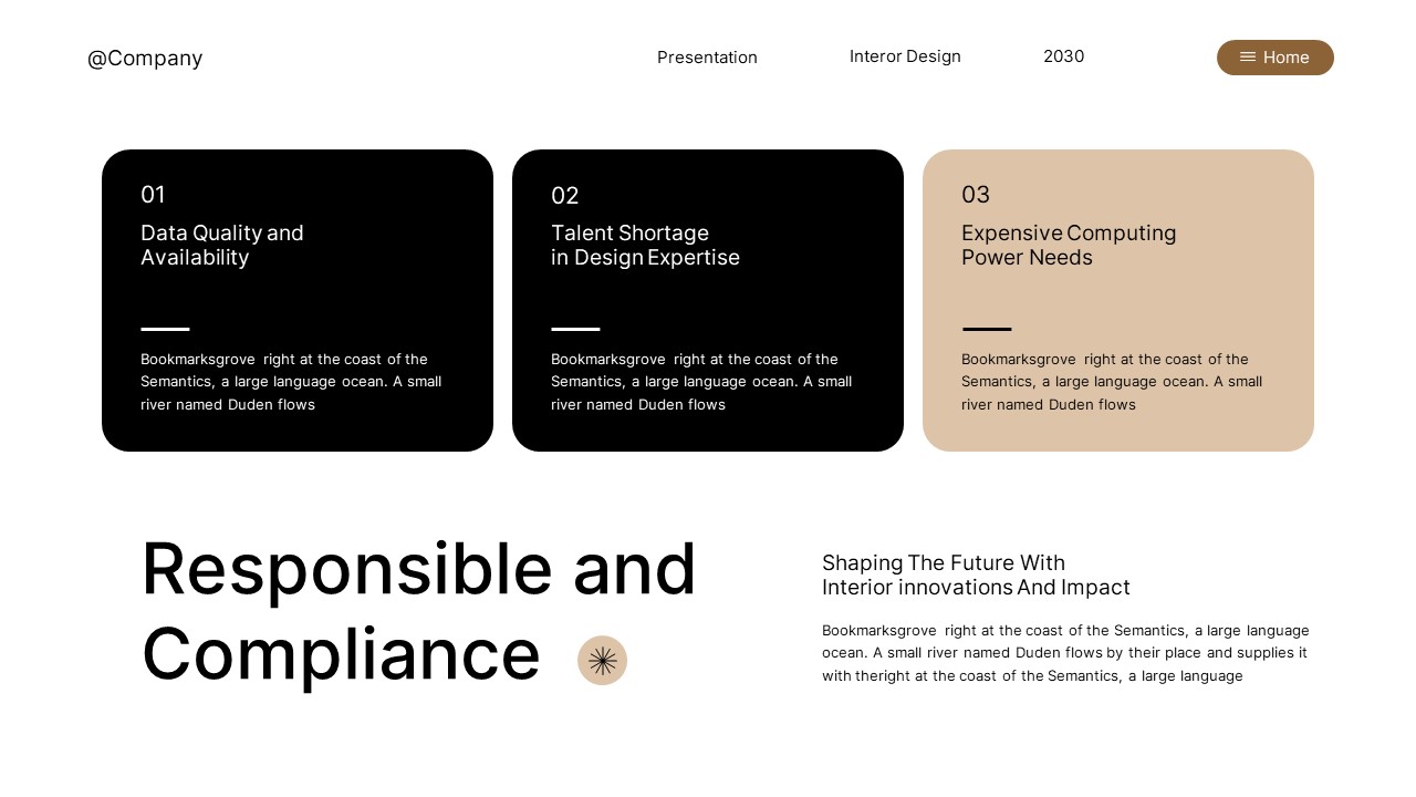 Black Brown Modern Interior Design PowerPoint, Presentation Templates