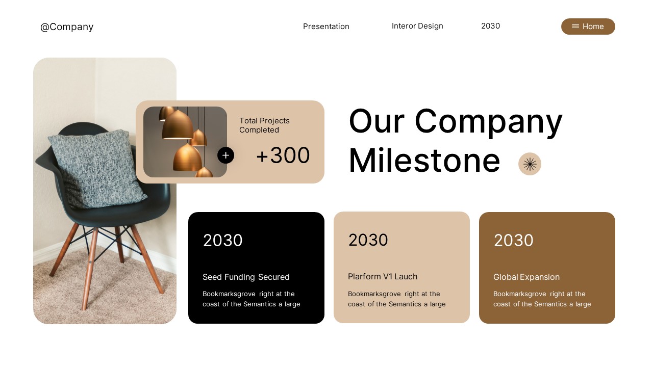 Black Brown Modern Interior Design PowerPoint, Presentation Templates