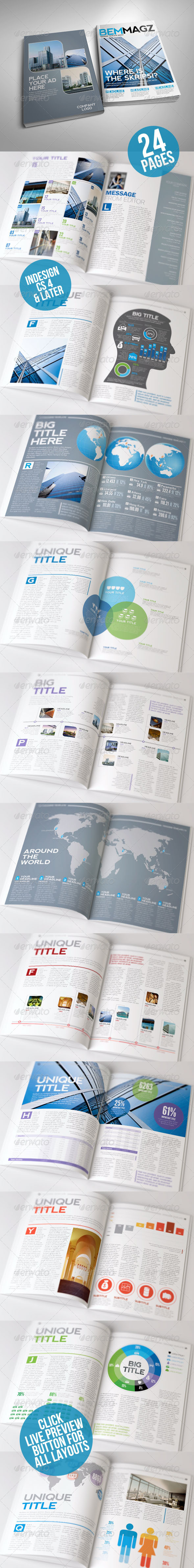 BemMagz Magazine Template with Infographics - Magazines Print Templates