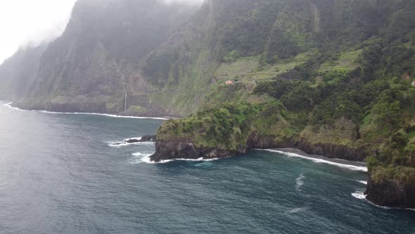 Epic moody scenes over the coastline of Seixal in Madeira. Shot on DJI. alt