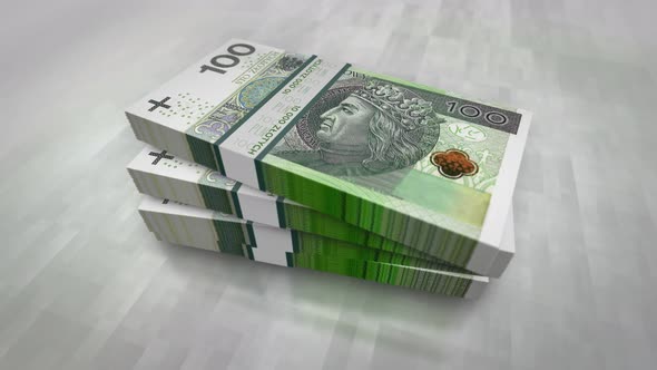 Polish Zloty PLN money banknote pile packs alt