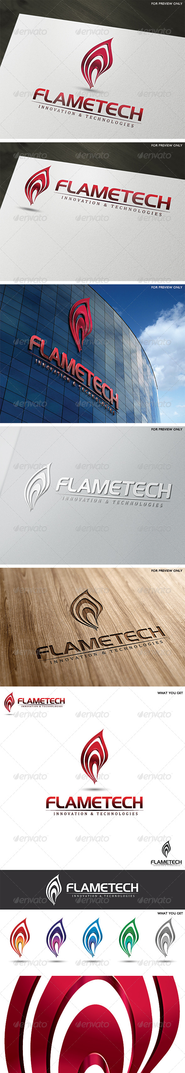 3D Fire Flame Logo Template - 3d Abstract