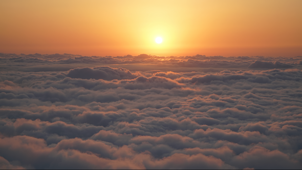 8K Gorgeous sunset over the sea of clouds