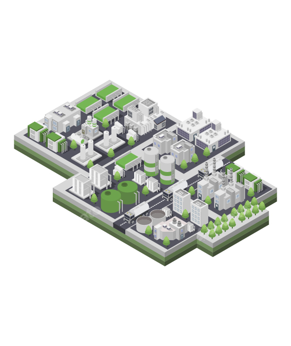 Biogas Energy System Industry Isometric