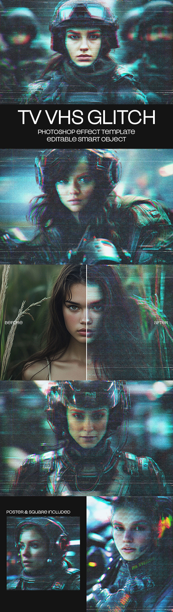 TV VHS Glitch Photo Effect