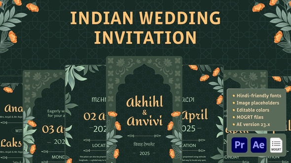 Indian Wedding Invitation Video Displays template preview